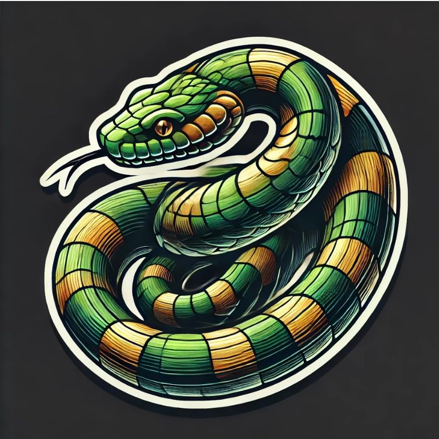 Vinyl sticker: Fierce Coiled Snake Decal for Laptop, Wall, Car, Window, Bumper, Sticker, Waterproof Truck, Auto, Water Bottle