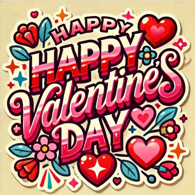 Vinyl sticker: Happy Valentine's Day Vinyl Sticker for Laptop, Car, Window, Truck, Waterproof Decal, Heart Design for Auto, Bumper, Water Bottle Decoration