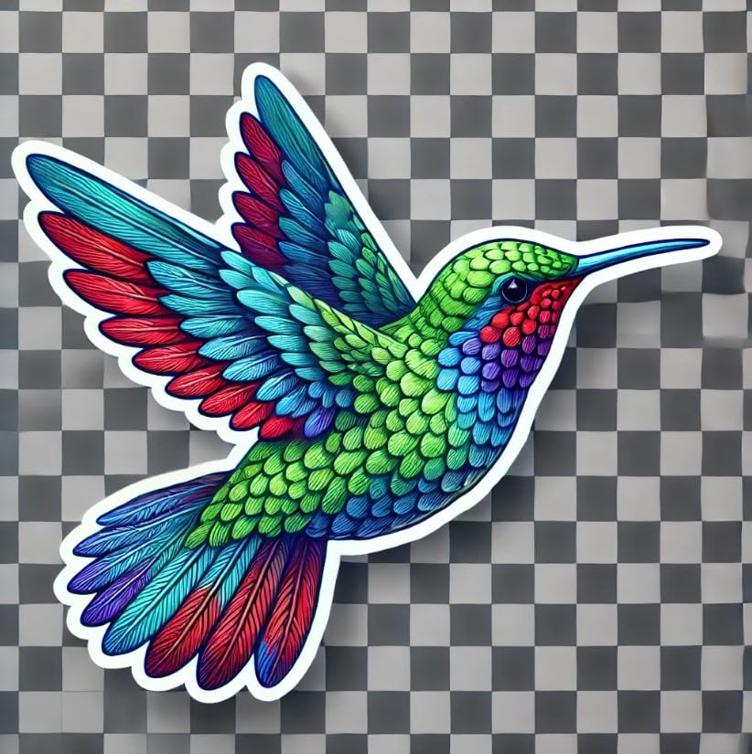 Vinyl sticker: Vibrant Hummingbird Sticker for Laptop, Wall, Car, Window, Bumper, Truck, Waterproof Decal - Colorful Design