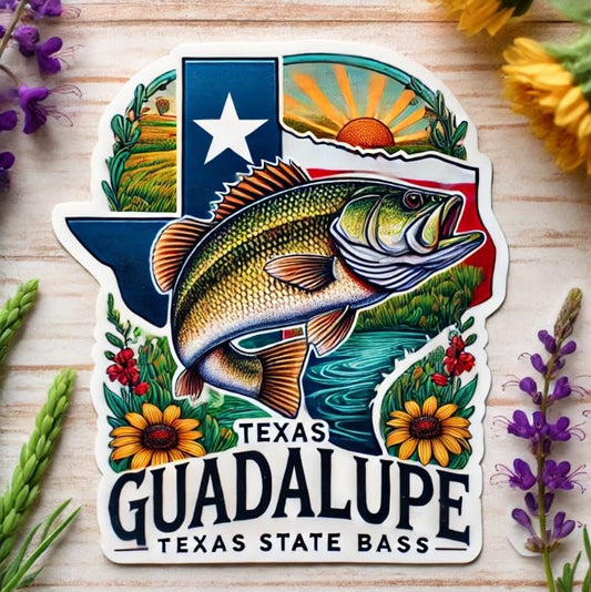 Vinyl sticker: Unique Guadalupe Bass Decal for Laptop, Wall, Car, Window, Bumper, Waterproof Sticker for Truck and Water Bottle (4)