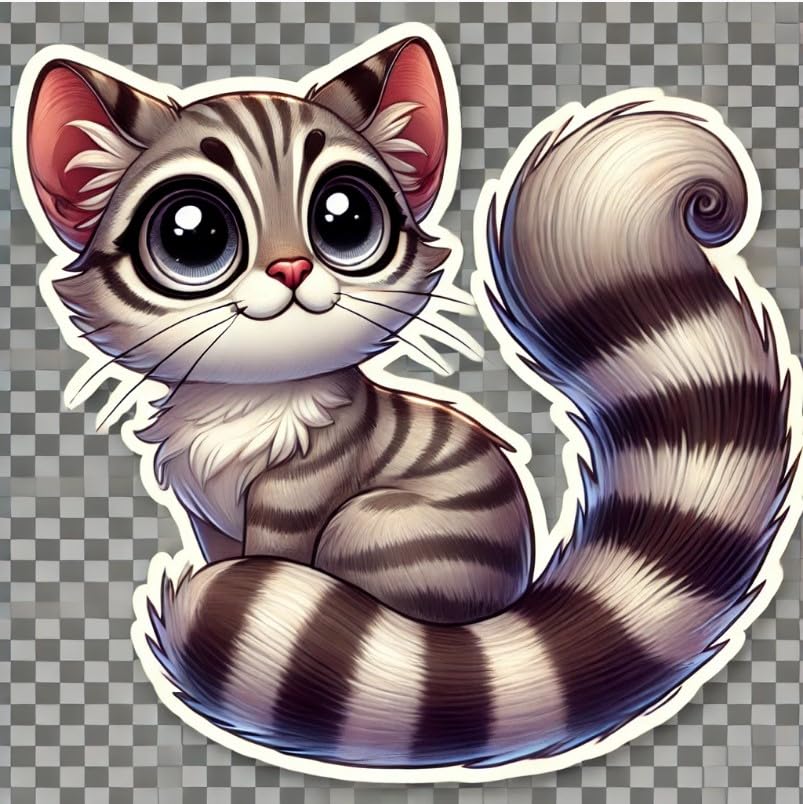 Vinyl sticker: Ring-Tailed Cat Whimsical Fantasy Laptop Wall Car Window Bumper Sticker Decal Truck Waterproof Auto Water Bottle (4)