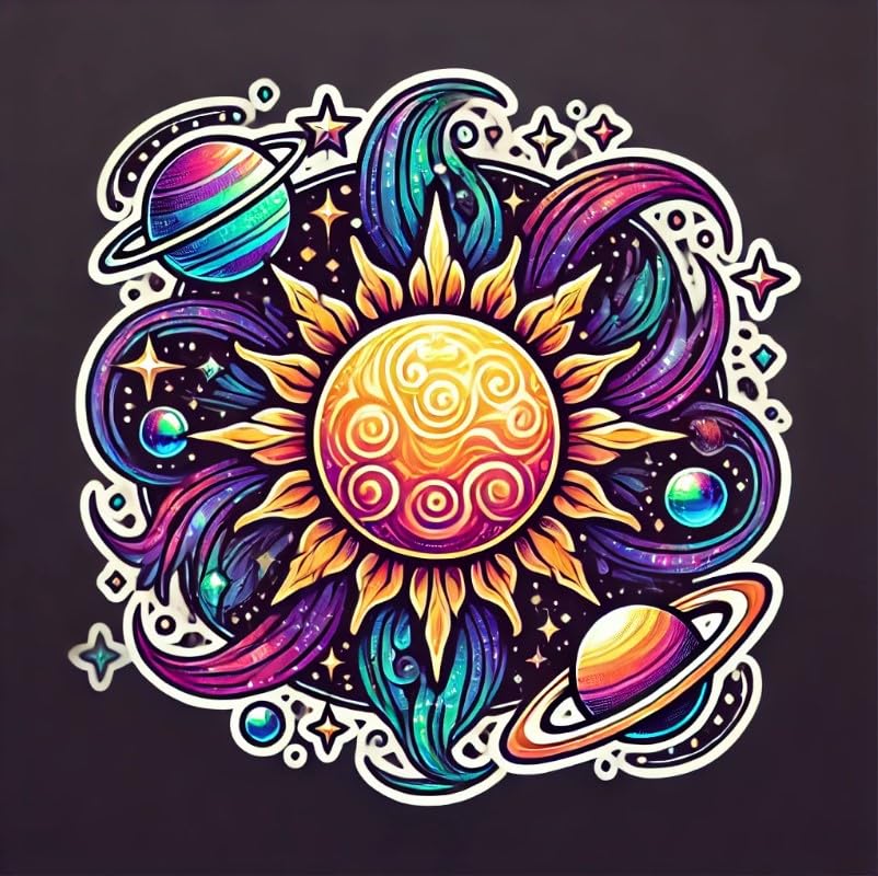 Vinyl sticker: Galaxy Sun Sticker Decal for Car, Laptop, Window, Wall, Bumper, Waterproof Vinyl Space Decor