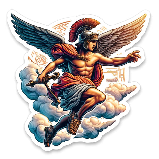 Vinyl sticker: Realistic Hermes Greek God Sticker for Car, Laptop, Window, Wall, Bumper, Waterproof Decal, Mythological Design