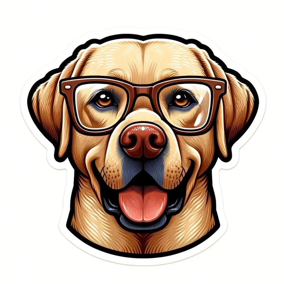 Vinyl sticker: Sticker Labrador Retriever Glasses Patriotic Dog Vinyl Decal American Flag & Cute Dogs in Glasses USA Pride Canine Waterproof Décor for Laptops Water Bottles Baby Room (8")