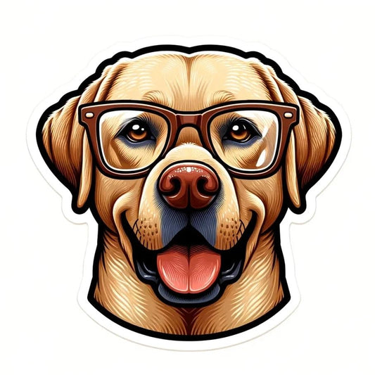 Vinyl sticker: Sticker Labrador Retriever Glasses Patriotic Dog Vinyl Decal American Flag & Cute Dogs in Glasses USA Pride Canine Waterproof Décor for Laptops Water Bottles Baby Room (8")