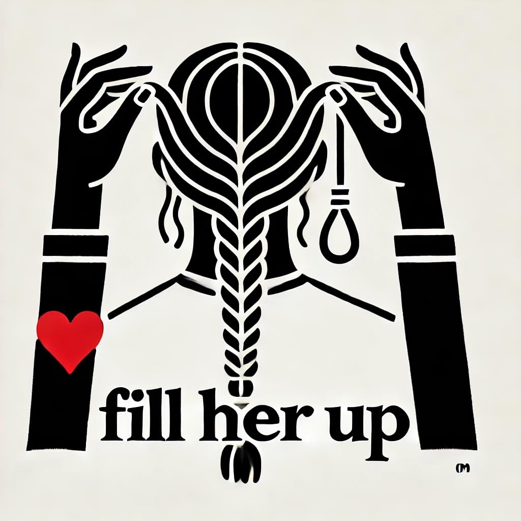 Vinyl sticker: Minimalist Woman with Long Braided Hair, held by Two Hands Sticker for Laptop, Wall, Car, Window, Bumper, Waterproof Vinyl Decal for Trucks and Water Bottles