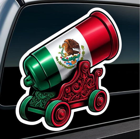 Vinyl sticker: Realistic Mexican Flag Colored Mortar Sticker for Car, Window, Laptop, Truck, Bumper - No Outline, High-Detail Decal for Auto and Water Bottles (6)