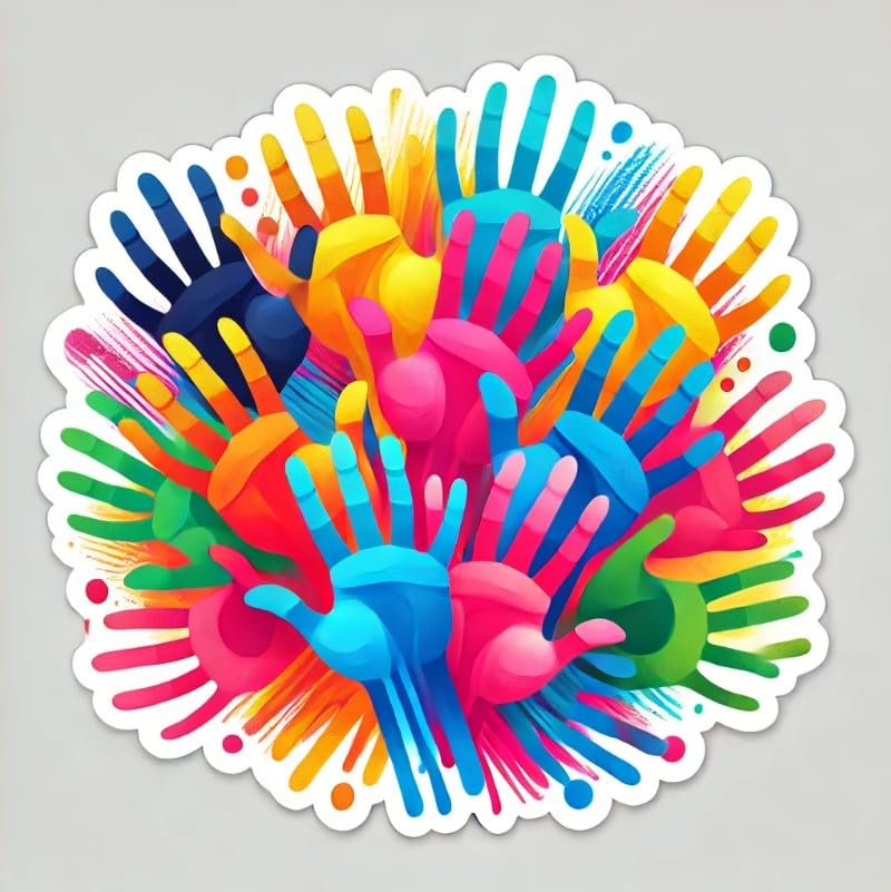 Vinyl sticker: Holi Festival Colorful Handprints Laptop Wall Car Window Bumper Sticker Decal Truck Waterproof Auto Water Bottle (4)