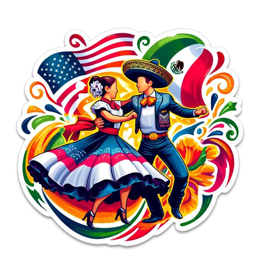 Vinyl sticker: USA-Mexico Dance Celebration Sticker: Vibrant Festival Dance Decal for Enthusiasts (4)