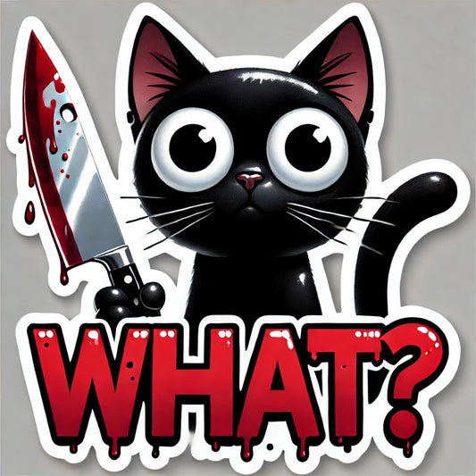 Vinyl sticker: Striking Black Cat with Knife Sticker - Waterproof Vinyl Decal for Laptop, Wall, Car, Window, Bumper, Truck, and Water Bottle (8)