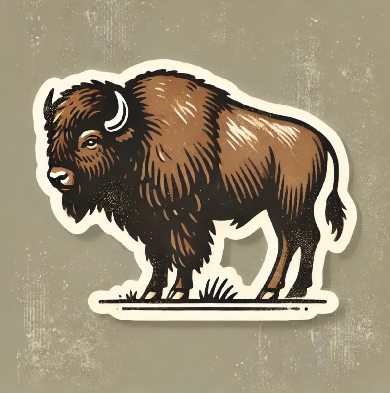 Vinyl sticker: Rustic Vintage Bison Wall Sticker for Car, Laptop, Window, Bumper, Waterproof Vinyl Decal for Trucks, Auto, Water Bottles