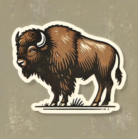 Vinyl sticker: Rustic Vintage Bison Wall Sticker for Car, Laptop, Window, Bumper, Waterproof Vinyl Decal for Trucks, Auto, Water Bottles
