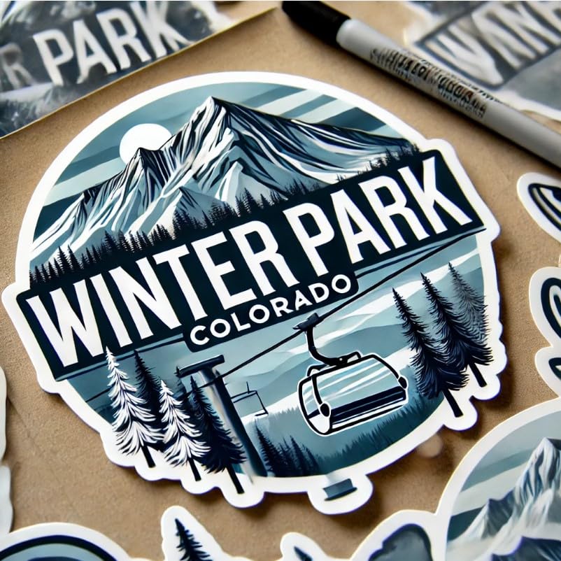 Vinyl sticker: Winter Park Colorado Ski Lift Laptop Wall Car Window Bumper Sticker Decal Waterproof Auto Truck Water Bottle (6)