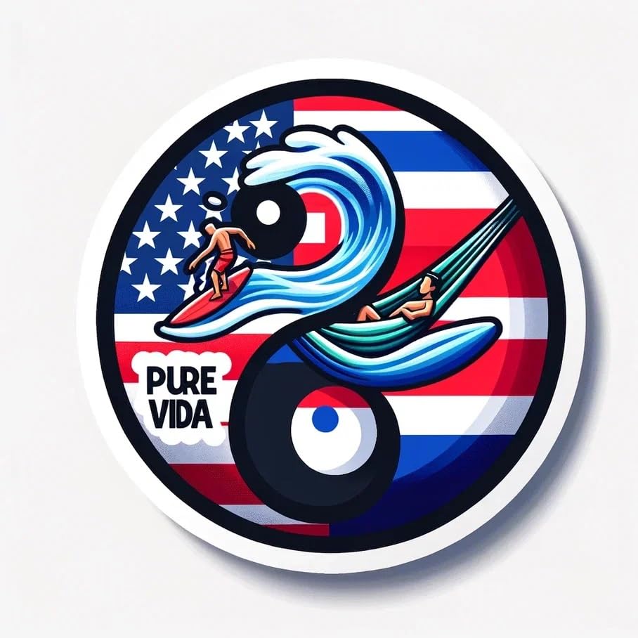 Vinyl sticker: Sticker Pura Vida Tropical Decal Embrace The Surf Sunset Wildlife Vibes for Car Truck Bumper Door Laptop Tumbler