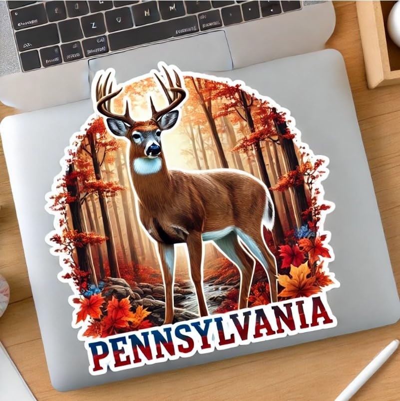Vinyl sticker: Scenic White-Tailed Deer Vinyl Sticker for Laptop, Wall, Car, Window, Bumper, Decal, Truck, Waterproof, Auto, Water Bottle