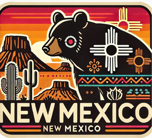 Vinyl sticker: Tribal Black Bear with Zia Symbol Sticker for Laptop, Wall, Car, Window, Bumper, Waterproof Decal for Truck, Auto, Water Bottle