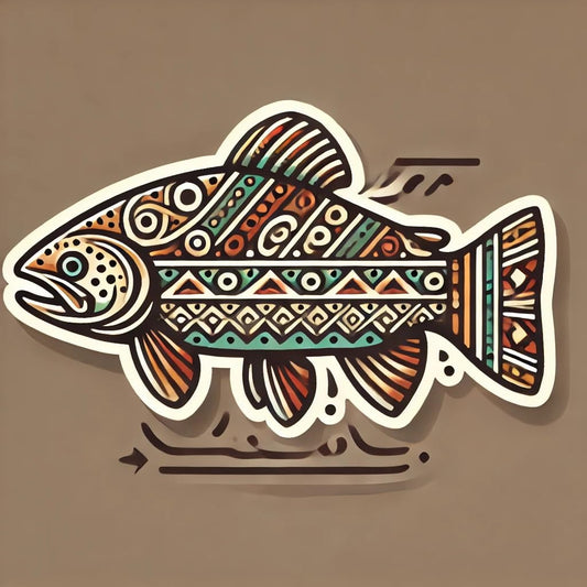 Vinyl sticker: Apache Trout Tribal Art Laptop Wall Car Window Bumper Sticker Decal Truck Waterproof Auto Water Bottle