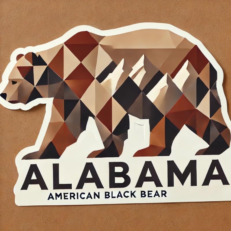 Vinyl sticker: Geometric Alabama Black Bear Wall, Car, Window, Bumper Sticker – Polygonal Art Design for Laptops and Water Bottles