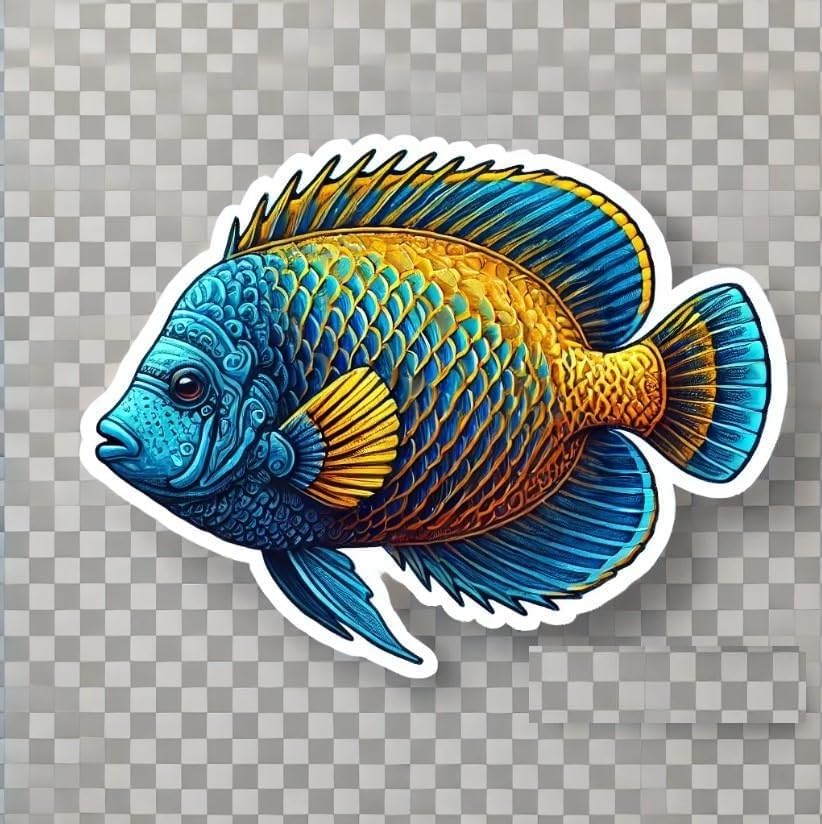 Vinyl sticker: Colorful Tropical Fish Sticker for Laptop, Wall, Car, Window, Bumper, Truck, Waterproof Decal - Detailed Design (4)