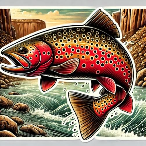 Vinyl sticker: Vibrant Rio Grande Cutthroat Trout Vinyl Decal – Waterproof Sticker for Car, Laptop, Window, Bumper, Truck, Water Bottle, and Auto Accessories