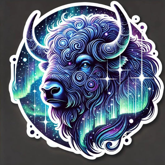 Vinyl sticker: Aurora Bison Wall Sticker for Car, Laptop, Window, Bumper, Waterproof Vinyl Decal for Trucks, Auto, Water Bottles (6)