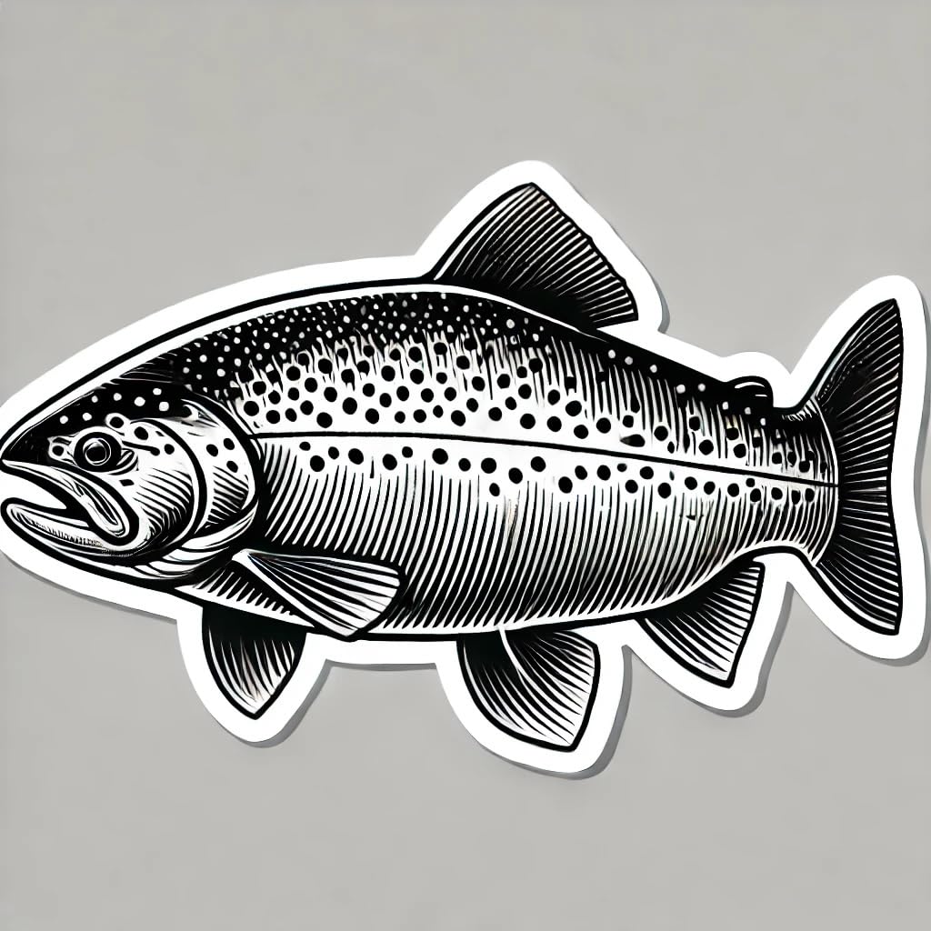 Vinyl sticker: Steelhead Trout Decal for Laptop, Wall, Car, Window, Bumper, Sticker with Sketch Design, Waterproof Auto Truck Vinyl for Water Bottles
