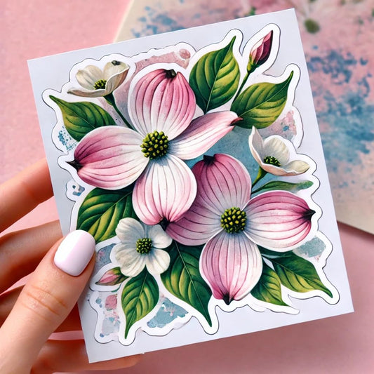 Vinyl sticker: Artistic Dogwood Floral Vinyl Sticker – Laptop, Wall, Car, Window, Bumper, Decal, Truck, Waterproof, Auto, Water Bottle (8)