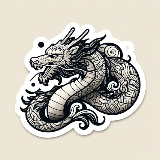 Vinyl sticker: Asian Art Style Dragon Sticker for Laptop, Wall, Car, Window, Bumper, Waterproof Decal for Trucks and Water Bottles