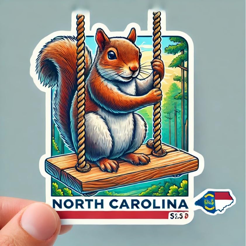 Vinyl sticker: Swinging Eastern Gray Squirrel Laptop Wall Car Window Bumper Sticker Decal Truck Waterproof Auto Water Bottle (4)