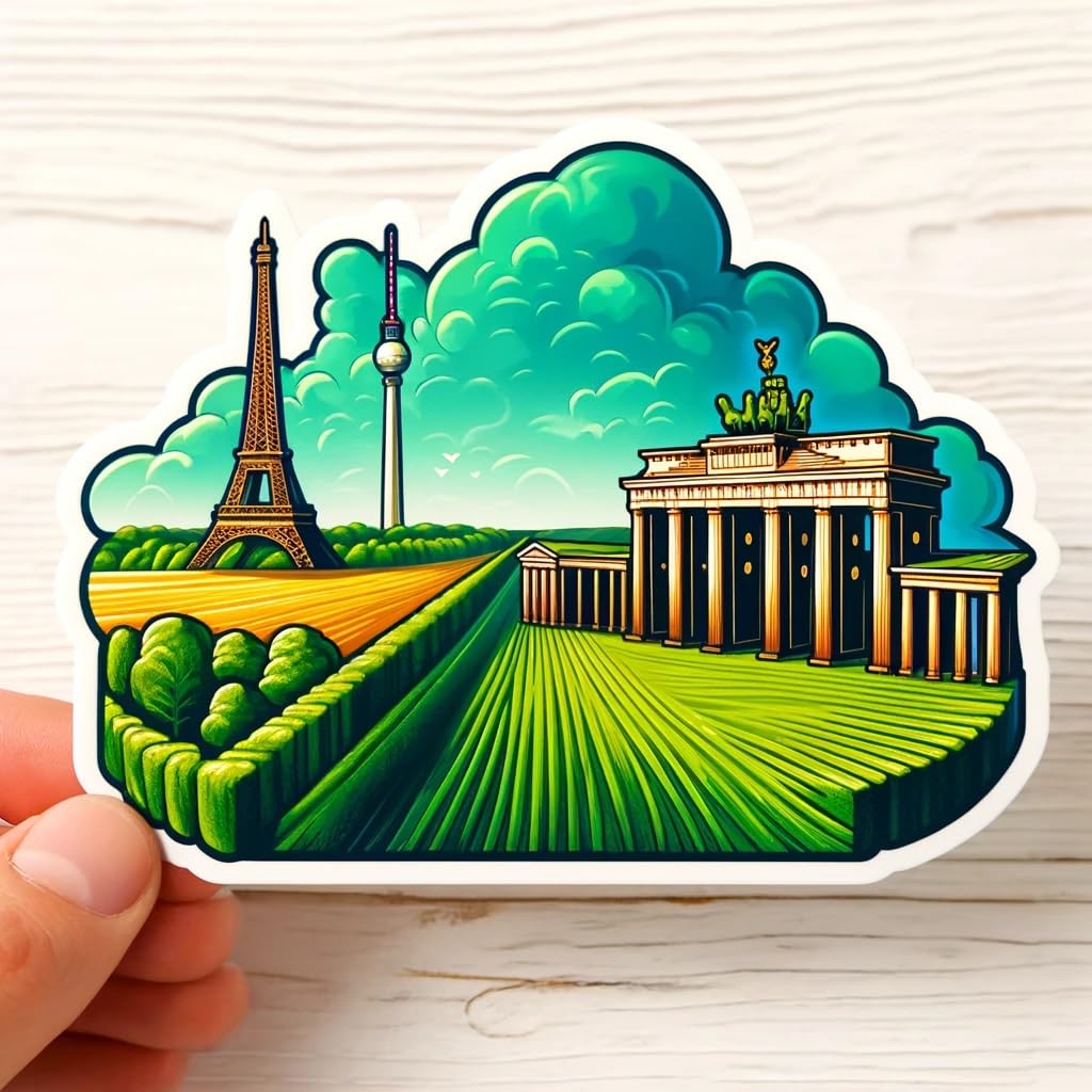 Vinyl sticker: France-Germany Border Sticker for Laptop, Wall, Car, Window, Bumper, Truck, Waterproof, Auto, Water Bottle, and More (4)