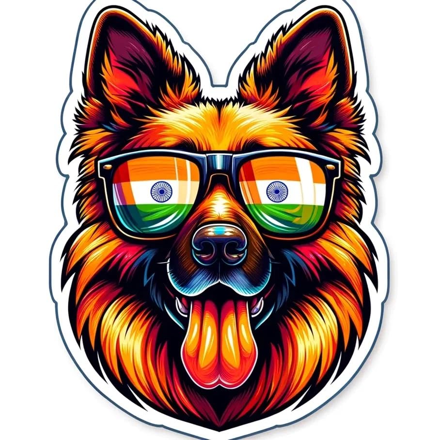 Vinyl sticker: Sticker German Shepherd Glasses Flag India Patriotic Dog Vinyl Decal American Flag & Cute Dogs in Glasses USA Pride Canine Waterproof Décor for Laptops Water Bottles Shepherd Vinyl Decal