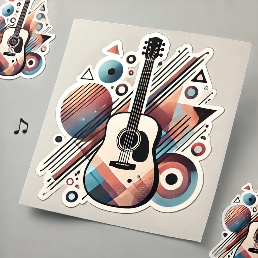 Vinyl sticker: Abstract Guitar Sticker - Artistic Geometric Design for Laptop, Wall, Car, Window, Bumper, Waterproof Decal for Auto, Water Bottle