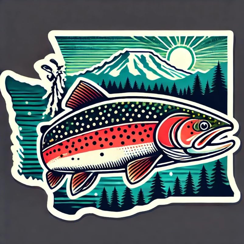 Vinyl sticker: Steelhead Trout Washington Laptop Wall Car Window Bumper Sticker Decal Waterproof Auto Water Bottle (4)