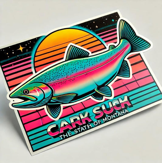 Vinyl sticker: Clark's Salmon Retro 80s Sticker for Laptop, Wall, Car, Window, Bumper, Decal, Truck, Waterproof, Auto, Water Bottle (4)