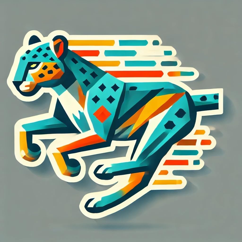 Vinyl sticker: Geometric Running Leopard Sticker for Laptop, Wall, Car, Window, Bumper, Decal, Waterproof Truck Vinyl for Auto and Water Bottle