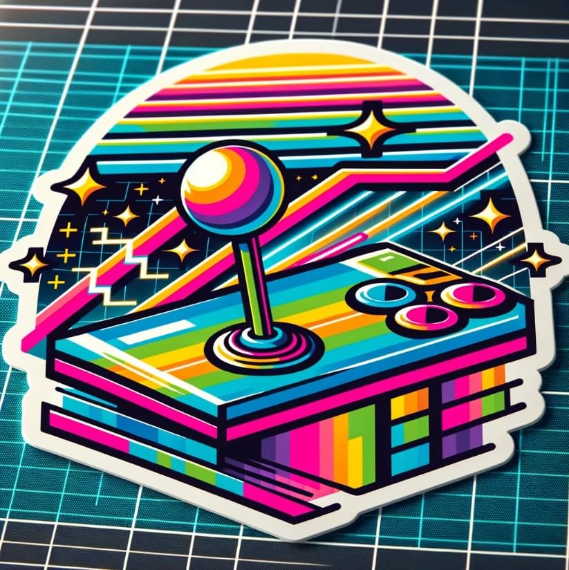 Vinyl sticker: Retro Arcade Joystick Sticker for Laptop, Wall, Car, Window, Bumper, Truck, Waterproof Decal