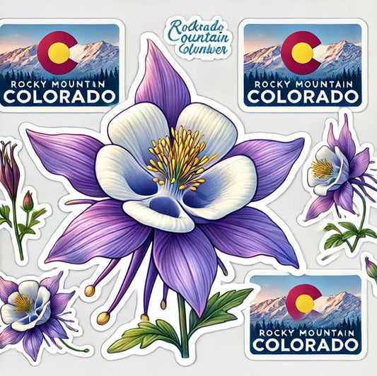 Vinyl sticker: Rocky Mountain Columbine Colorado Wilderness Laptop Wall Car Window Bumper Sticker Decal Truck Waterproof Auto Water Bottle (6)