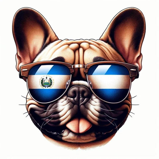 Vinyl sticker: Sticker French Bulldog Glasses Flag Salvador Patriotic Dog Vinyl Decal American Flag & Cute Dogs in Glasses USA Pride Canine Waterproof Décor for Laptops Water Bottles Diverse Flag Dog Decal