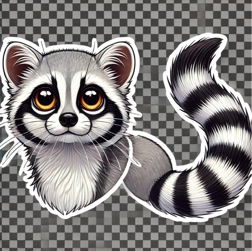 Vinyl sticker: Ring-Tailed Cat Bold Sketch Laptop Wall Car Window Bumper Sticker Decal Truck Waterproof Auto Water Bottle. Variation 1 (4)