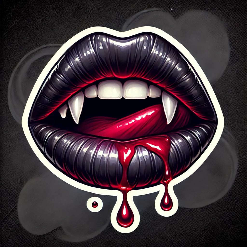 Vinyl sticker: Vampire Fangs Lips Sticker Decal for Car, Laptop, Wall, Window, Bumper, Waterproof Vinyl Truck Decoration with Gothic Blood Drip Design for Horror and Halloween Lovers (6)
