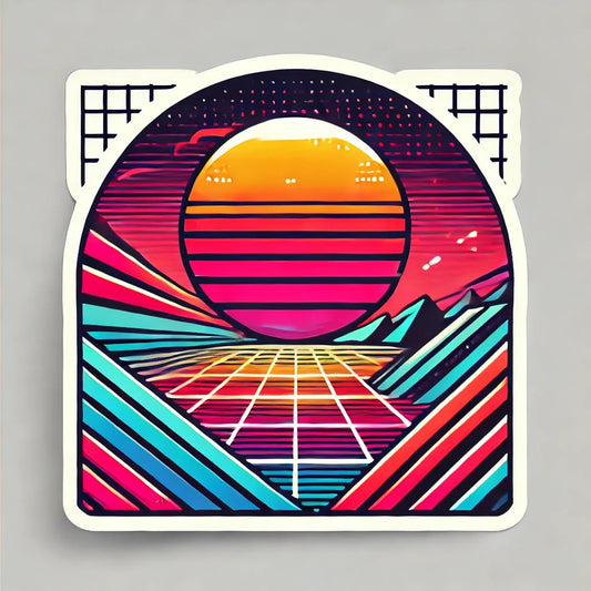 Vinyl sticker: Retro 80s Style Sticker for Laptop, Wall, Car, Window, Bumper, Truck - Vibrant Geometric Design with Neon Colors