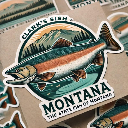 Vinyl sticker: Clark's Salmon Montana State Fish Sticker for Laptop, Wall, Car, Window, Bumper, Decal, Truck, Waterproof, Auto, Water Bottle. (6)