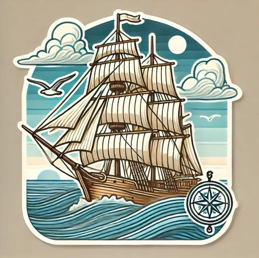Vinyl sticker: Set Sail Nautical-Themed Sticker for Laptop, Wall, Car, Window, Bumper, Waterproof Decal for Truck, Water Bottle, Auto, and Boat. Variation 8