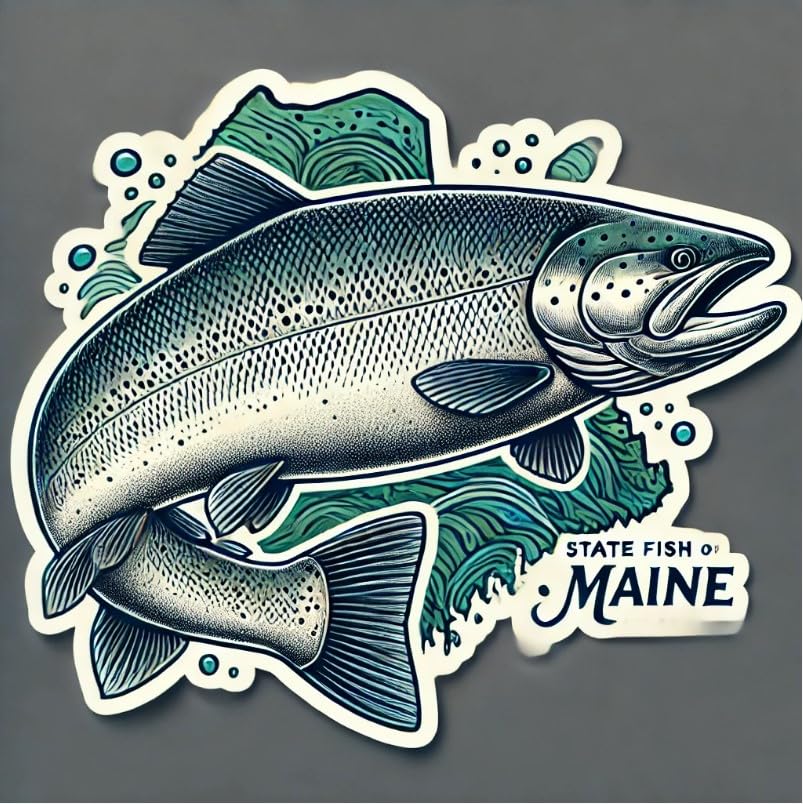 Vinyl sticker: Realistic Atlantic Salmon Swimming Waterproof Laptop Wall Car Window Bumper Sticker Decal Truck Auto Water Bottle