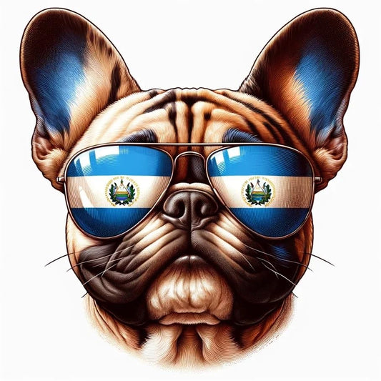 Vinyl sticker: Sticker French Bulldog Glasses Flag Salvador Patriotic Dog Vinyl Decal American Flag & Cute Dogs in Glasses USA Pride Canine Waterproof Décor for Laptops Water Bottles Durable Dog Breed Decals