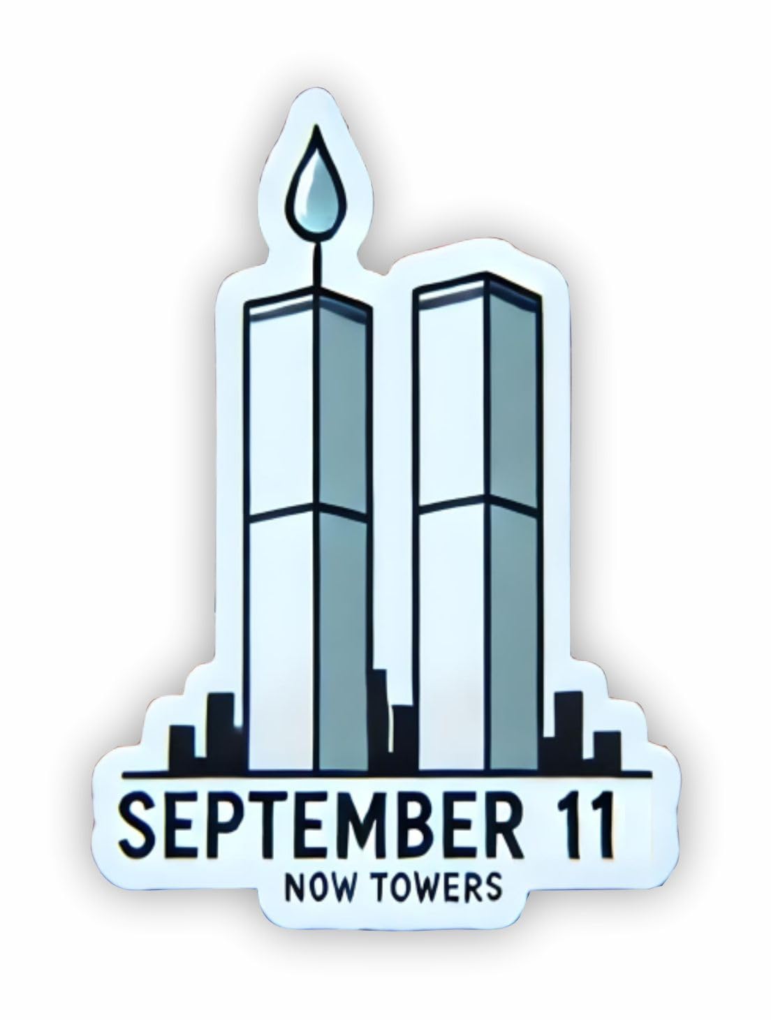 Vinyl sticker: Twin Towers with Falling Tear Drop - 9/11 Memorial Laptop Wall Car Window Bumper Sticker Decal for Truck, Waterproof Auto Decoration, Water Bottle (6)