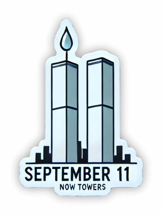 Vinyl sticker: Twin Towers with Falling Tear Drop - 9/11 Memorial Laptop Wall Car Window Bumper Sticker Decal for Truck, Waterproof Auto Decoration, Water Bottle (6)