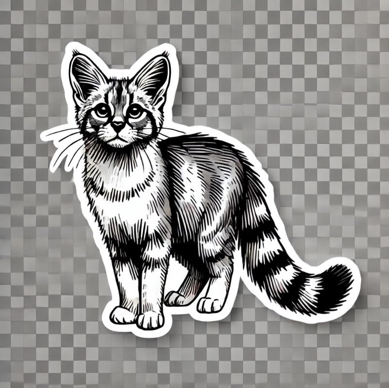 Vinyl sticker: Ring-Tailed Cat Bold Sketch Observant Pose Laptop Wall Car Window Bumper Sticker Decal Truck Waterproof Auto Water Bottle (4)