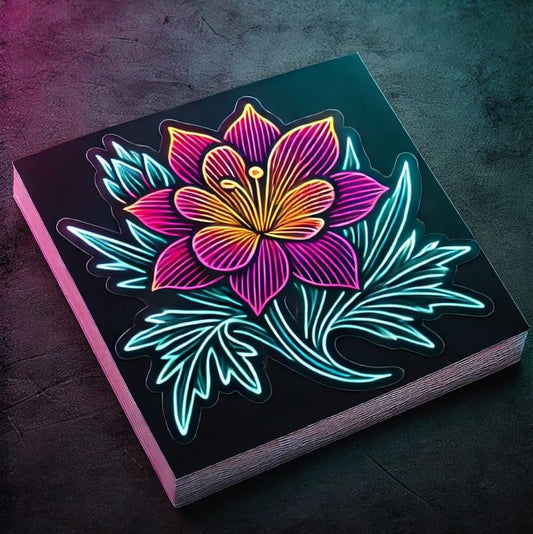 Vinyl sticker: Bitterroot Neon Glow Sticker for Laptop, Wall, Car, Window, Bumper, Decal, Truck, Waterproof, Auto, Water Bottle.