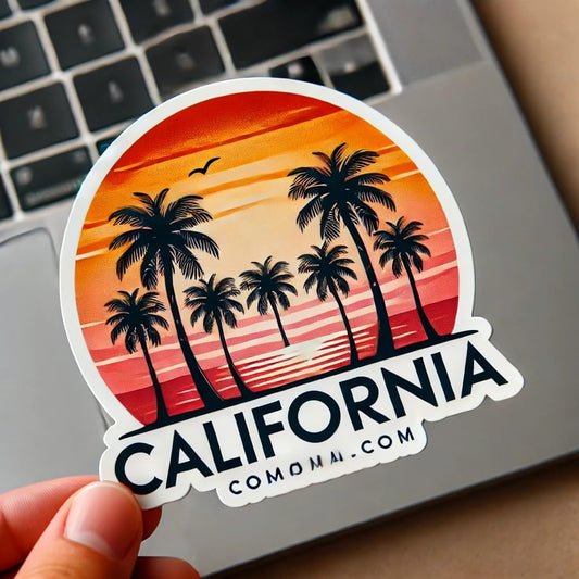 Vinyl sticker: California Sunset Palm Tree Decal for Laptop, Wall, Car, Window, Bumper, Waterproof, Auto, Truck, Water Bottle